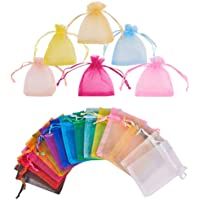 PandaHall – Lote de 200 bolsitas de regalo en organza- rectangulares- de varios colores- medidas aprox. 9 x 7 cm.